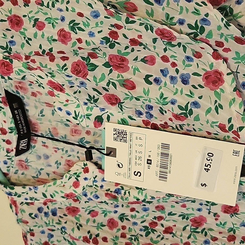 Zara floral short sleeves blouse S - Picture 2 of 6